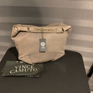VINCE CAMUTO - BRETT HOBO ASH GRAY LEATHER HANDBAG